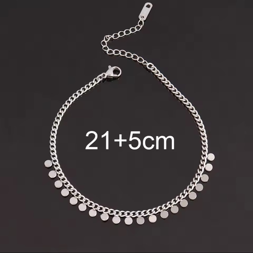 Disc Charm Chain  Anklet Bracelet 
Adjustable Gold 18K plated Stainless Steel - Picture 5 of 5